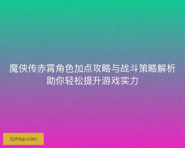 魔侠传赤霄角色加点攻略与战斗策略解析助你轻松提升游戏实力