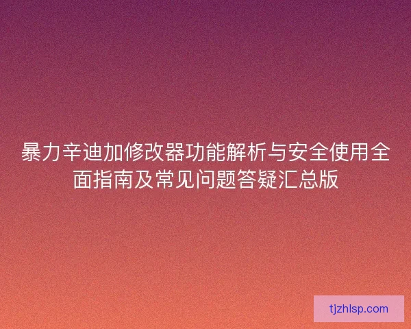 暴力辛迪加修改器功能解析与安全使用全面指南及常见问题答疑汇总版