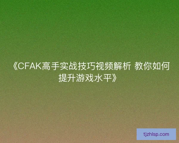 《CFAK高手实战技巧视频解析 教你如何提升游戏水平》